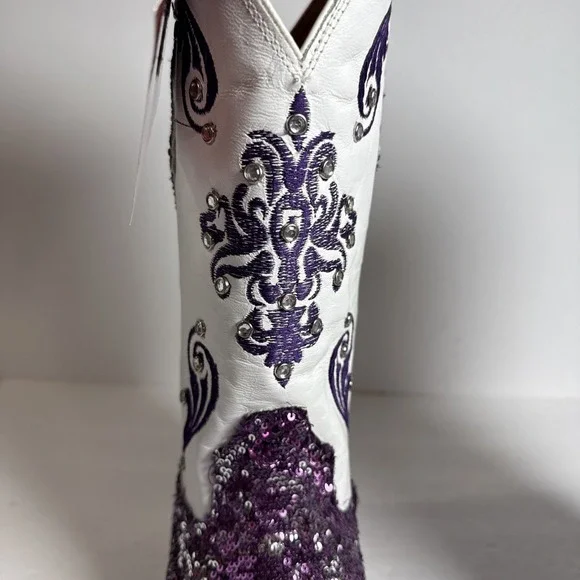 El General purple long toe sequence studded cowboy dance 15 In Long boots size 8